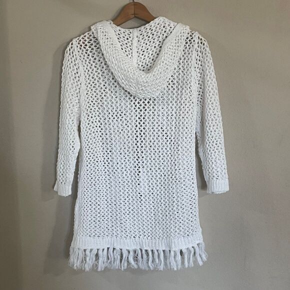 NWT J. Jill Cardigan boho Long Fringe Cardi white womens size medium - Picture 5 of 5